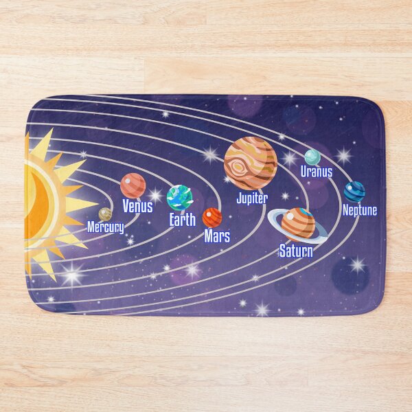 Item preview, A diagram of the planets in our solar system with the sun, planets names and space background designed and sold by mashmosh.