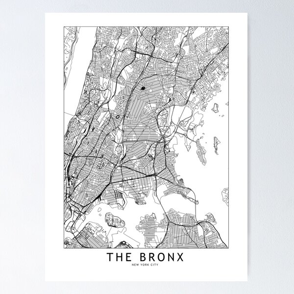 Item preview, The Bronx White Map designed and sold by multiplicitymap.