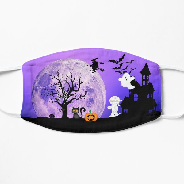 Halloween face mask for kids purple sky Flat Mask