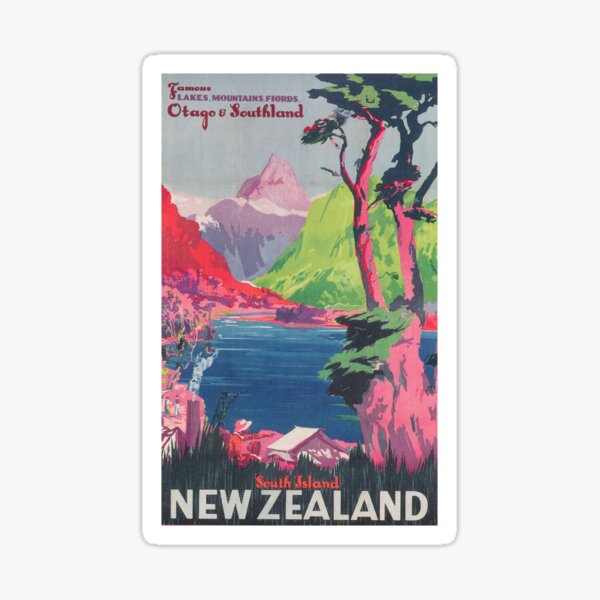 Item preview, New Zealand Vintage Travel Poster designed and sold by vintagevivian.