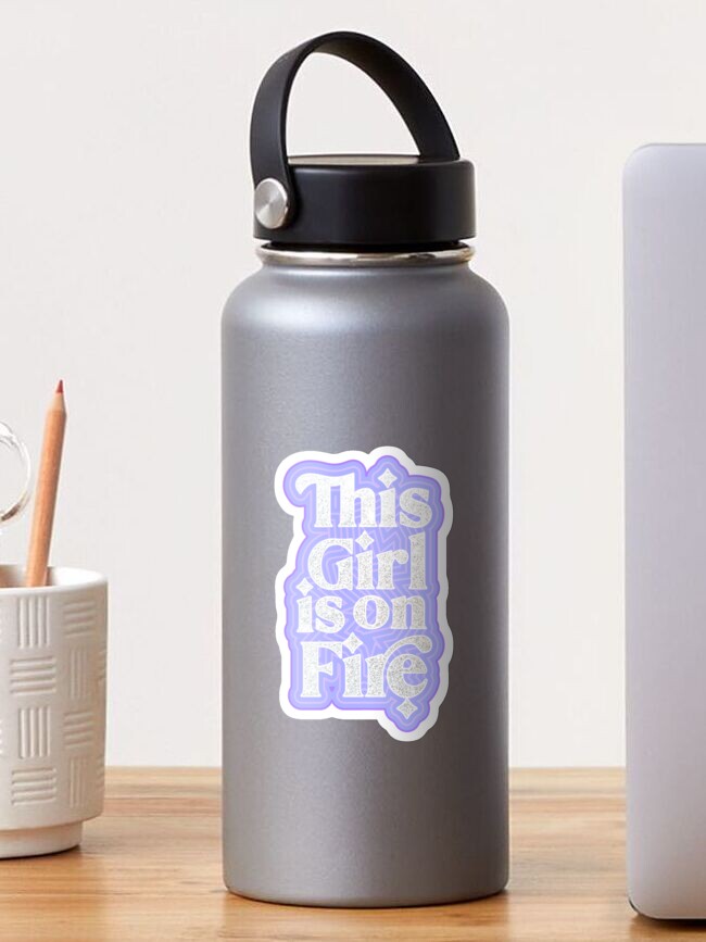 Dieses Madchen Steht In Flammen Lila Und Silber Glitter Zitat Sticker Von Grrpowergoods Redbubble