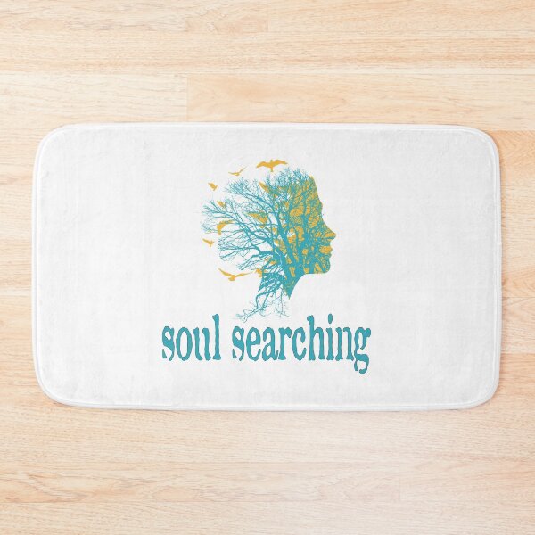 Item preview, a full tree with branches and roots embedded like a vein into a woman's head in side view breaking into flying birds with soul searching text design designed and sold by Bees-Honey-Gift.