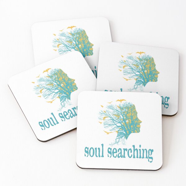 Item preview, a full tree with branches and roots embedded like a vein into a woman's head in side view breaking into flying birds with soul searching text design designed and sold by Bees-Honey-Gift.