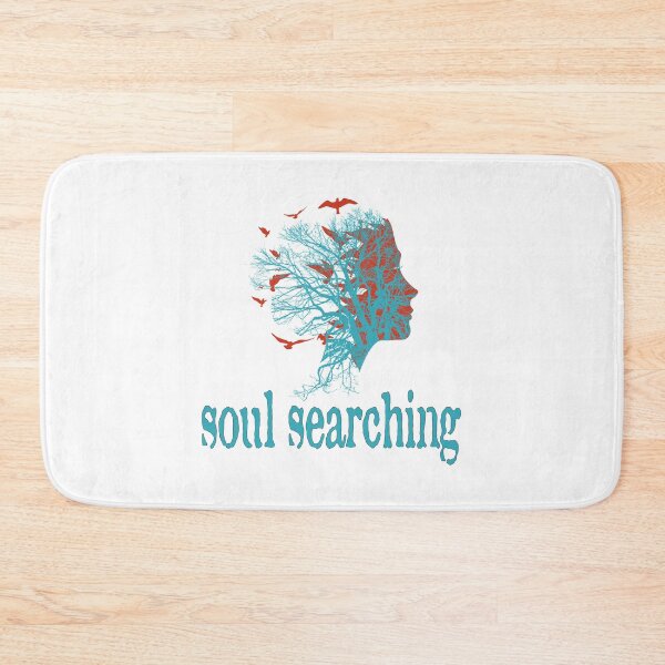 Item preview, a full tree with branches and roots embedded like a vein into a woman's head in side view breaking into flying birds with soul searching text design designed and sold by Bees-Honey-Gift.