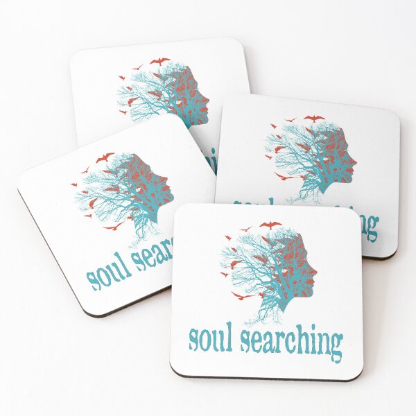 Item preview, a full tree with branches and roots embedded like a vein into a woman's head in side view breaking into flying birds with soul searching text design designed and sold by Bees-Honey-Gift.