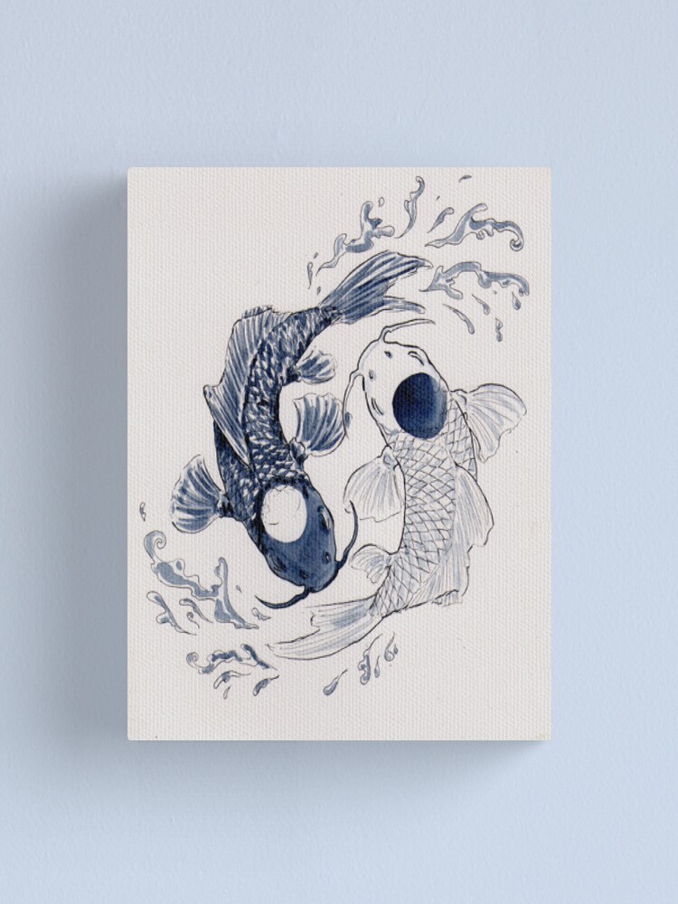 SHUUG Impression sur toile représentant des poissons koï Yin Yang 20 x 30 cm Décoration murale moderne pour chambre à coucher