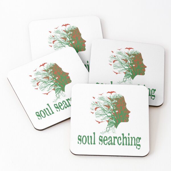 Item preview, a full tree with branches and roots embedded like a vein into a woman's head in side view breaking into flying birds with soul searching text design designed and sold by Bees-Honey-Gift.