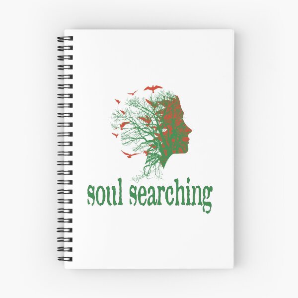 Item preview, a full tree with branches and roots embedded like a vein into a woman's head in side view breaking into flying birds with soul searching text design designed and sold by Bees-Honey-Gift.