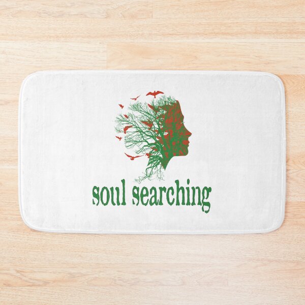 Item preview, a full tree with branches and roots embedded like a vein into a woman's head in side view breaking into flying birds with soul searching text design designed and sold by Bees-Honey-Gift.