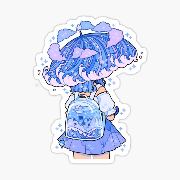 ocean umbrella Sticker