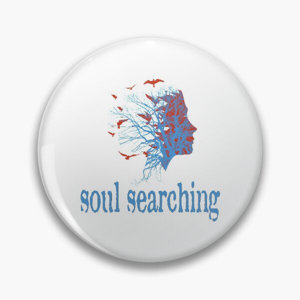 Item preview, a full tree with branches and roots embedded like a vein into a woman's head in side view breaking into flying birds with soul searching text design designed and sold by Bees-Honey-Gift.