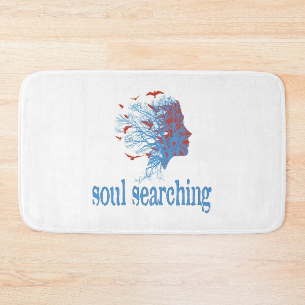 Item preview, a full tree with branches and roots embedded like a vein into a woman's head in side view breaking into flying birds with soul searching text design designed and sold by Bees-Honey-Gift.
