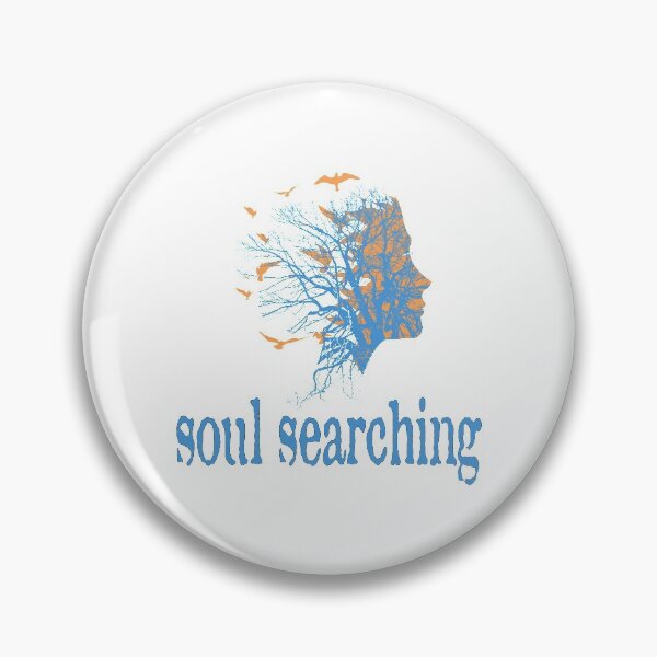Item preview, a full tree with branches and roots embedded like a vein into a woman's head in side view breaking into flying birds with soul searching text design designed and sold by Bees-Honey-Gift.