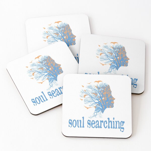 Item preview, a full tree with branches and roots embedded like a vein into a woman's head in side view breaking into flying birds with soul searching text design designed and sold by Bees-Honey-Gift.