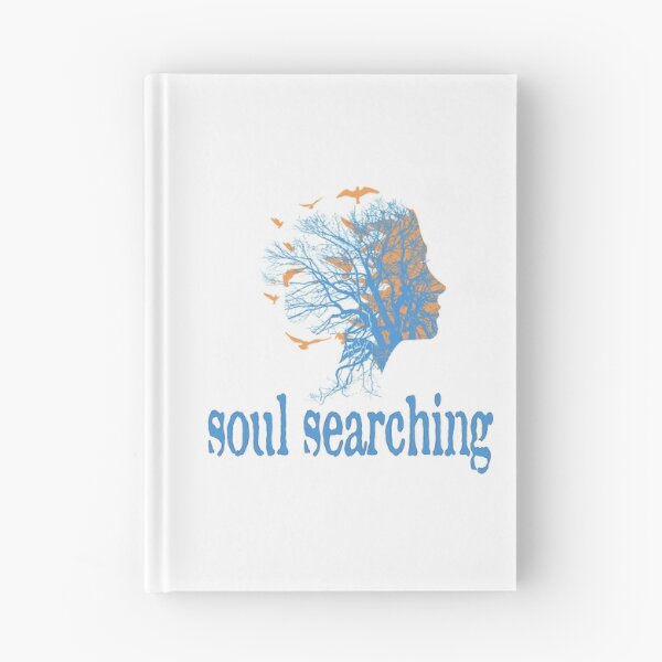 Item preview, a full tree with branches and roots embedded like a vein into a woman's head in side view breaking into flying birds with soul searching text design designed and sold by Bees-Honey-Gift.