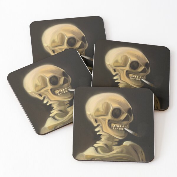 Item preview, Skull of a Skeleton with Burning Cigarette Redraw designed and sold by Becca Noel.