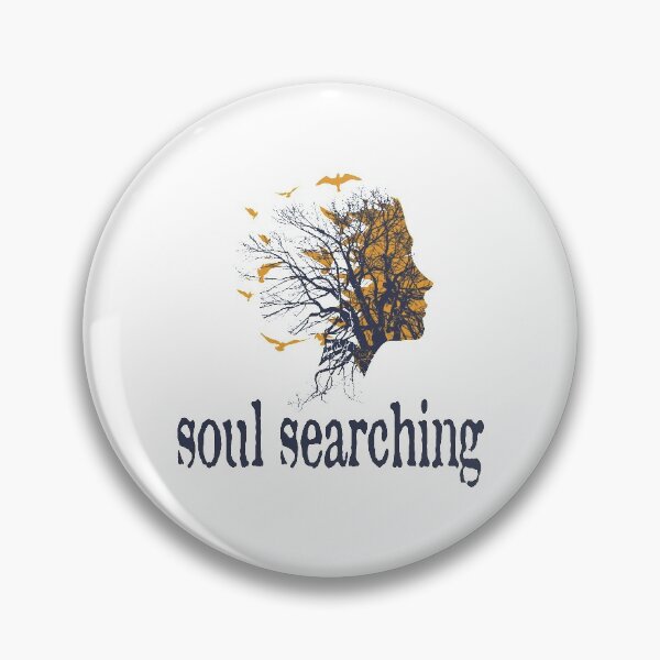 Item preview, a full tree with branches and roots embedded like a vein into a woman's head in side view breaking into flying birds with soul searching text design designed and sold by Bees-Honey-Gift.
