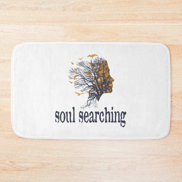 Item preview, a full tree with branches and roots embedded like a vein into a woman's head in side view breaking into flying birds with soul searching text design designed and sold by Bees-Honey-Gift.