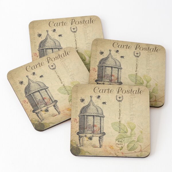 Item preview, Honey Bee Hive Vintage Postcard Carte Postale Floral Shabby Chic Seasons designed and sold by WizardsWorld.