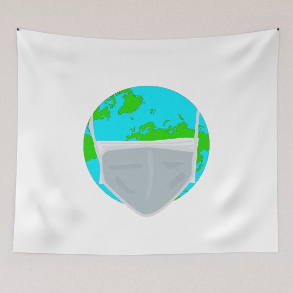 Item preview, Planet earth wearing protective face mask. designed and sold by Kajaniko.