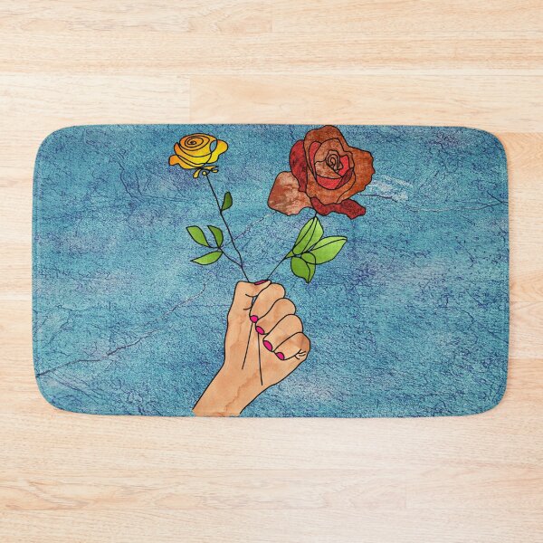 Item preview, Abstract fist holding flowers on a turquoise background. decorating, interiors designed and sold by jayne0524.
