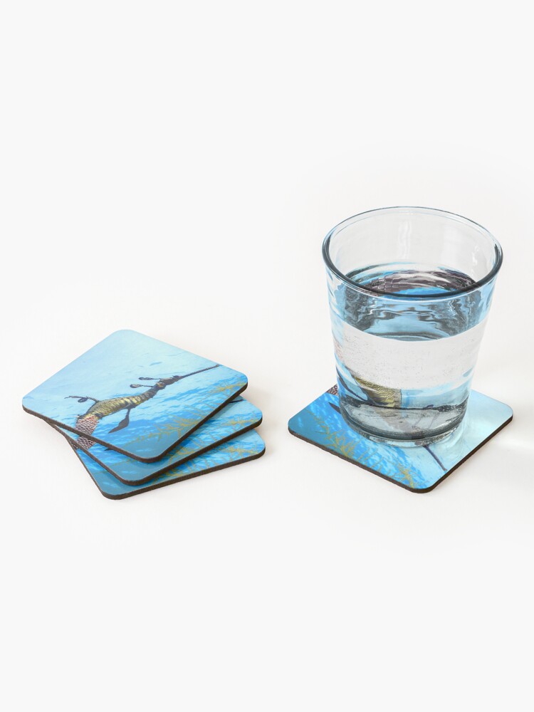 Alternate view of Weedy Seadragon with eggs under the sea Coasters (Set of 4)
