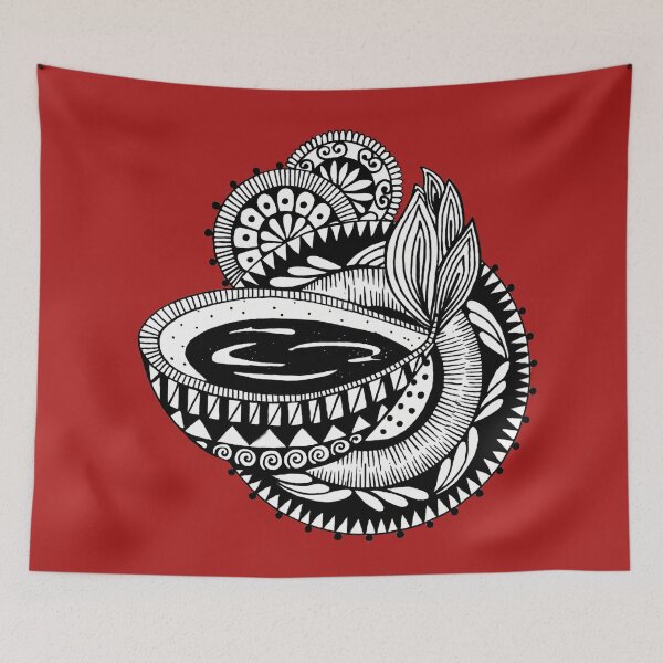 Item preview, Diya Lamp And Mandalas Ink Art  designed and sold by Oirabot.