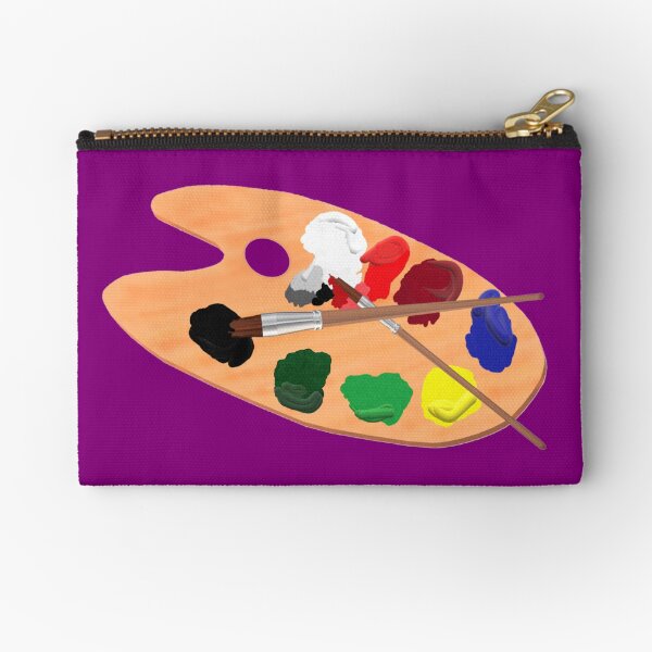 Artist's Palette with Paints and Brushes (Royal Purple Background) Zipper Pouch
