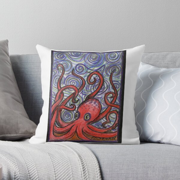 Octopus and Swirls Throw Pillow