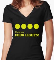 There are FOUR LIGHTS! (Yellow Ink) Women's Fitted V-Neck T-Shirt