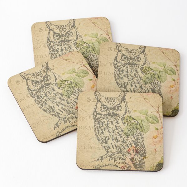 Item preview, Wisdom Old Owl Paris Vintage Postcard Carte Postale Floral Shabby Chic Seasons designed and sold by WizardsWorld.