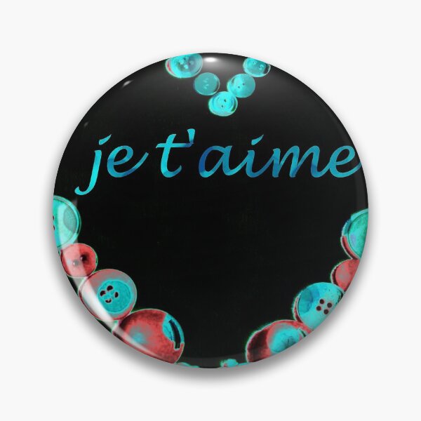 Artikelvorschau, JE T'AIME - ICH LIEBE DICH - VALENTINE - TEAL UND SCHWARZES KNOPFHERZ entworfen und verkauft von Teresa Chipperfield.