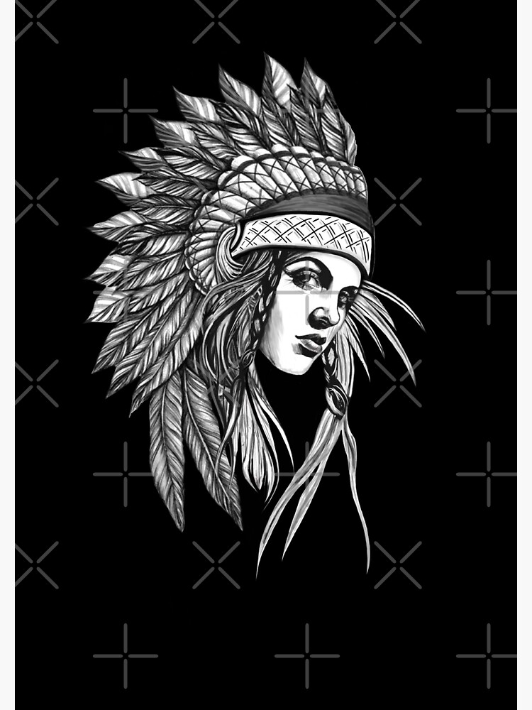 Woman in Costume of American Indian. Sketch Abstract To Create Distressed  Effect Stock Illustration - Illustration of girl, magic: 187517711