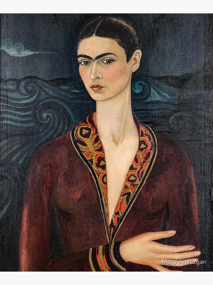 Self-portrait wearing a velvet dress by Frida Kahlo by Mara-Ayvazyan