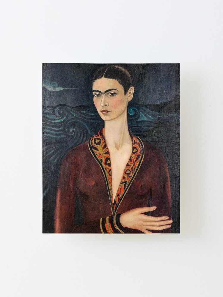 Alternate view of Self-portrait wearing a velvet dress by Frida Kahlo Mounted Print