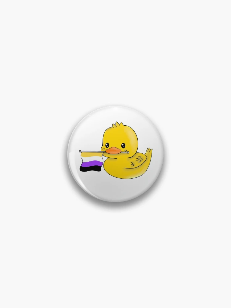 Thumbnail 1 of 3, Pin, Non-binary duck designed and sold by RuthlesRuth.