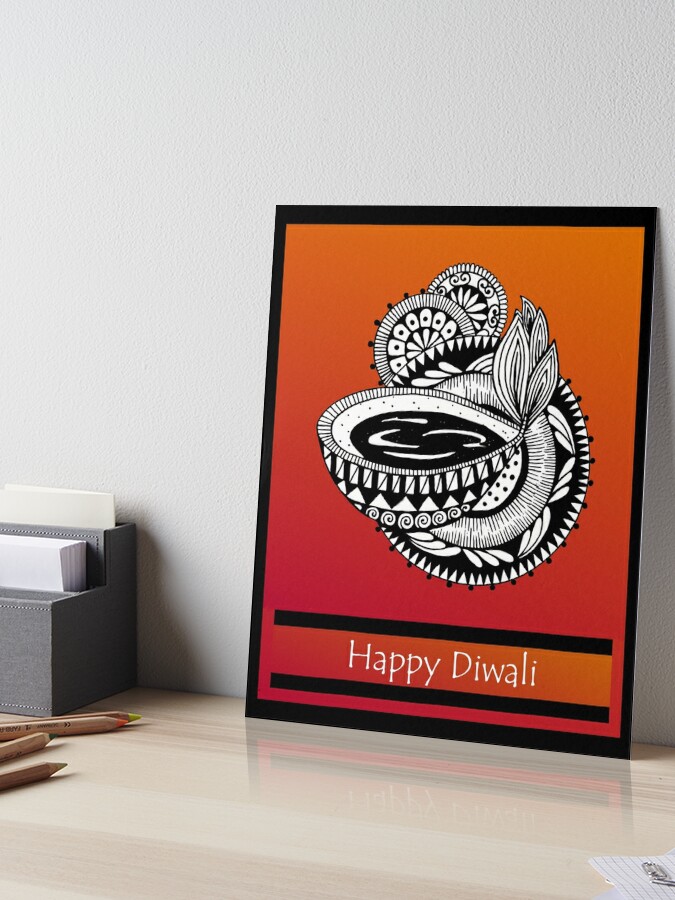 Happy Diwali With Diya And Mandala