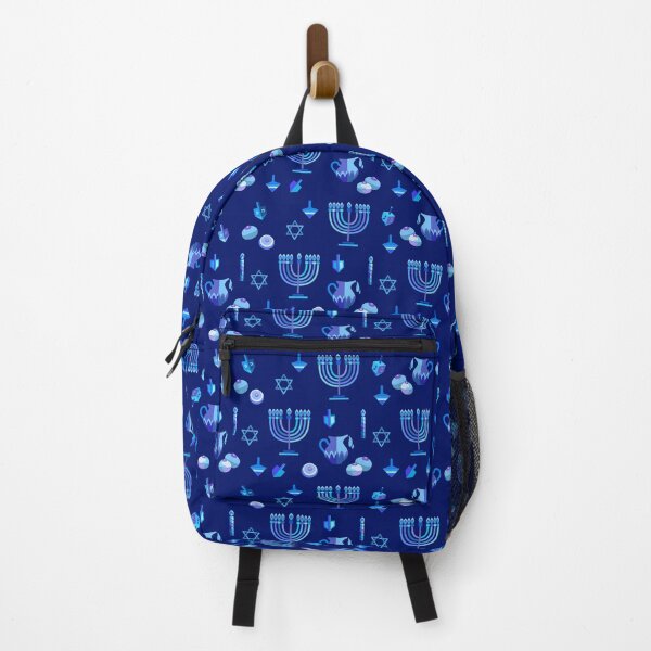 Menorah Jewish Holiday Hanukkah Party Navy Blue hanukkiah Mandala Backpack