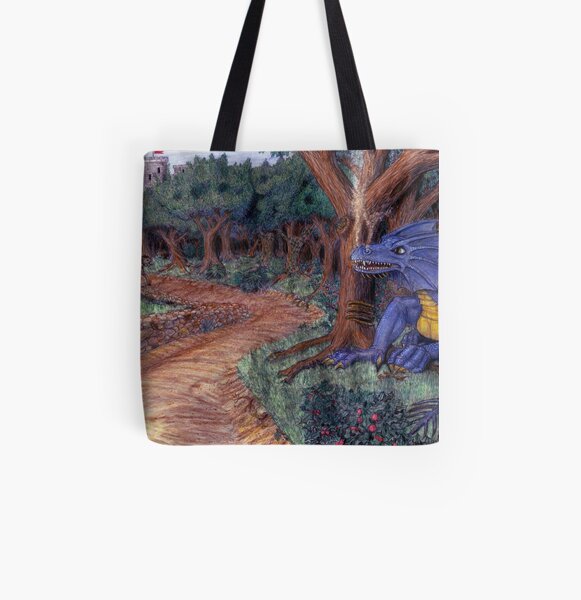 Lying In Wait - Dragon and Maiden All Over Print Tote Bag