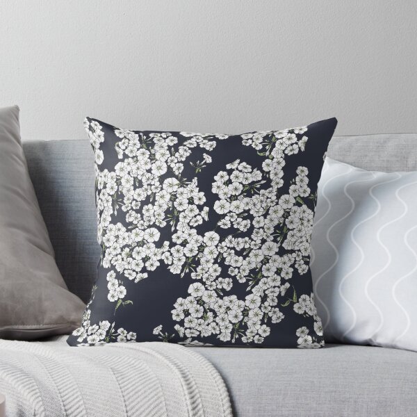 Item preview, Small white flowers on a black background designed and sold by Olga Shashok.