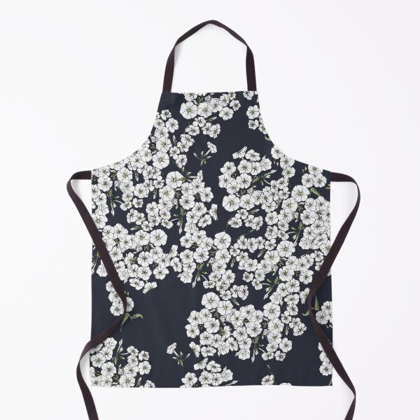 Item preview, Small white flowers on a black background designed and sold by Olga Shashok.