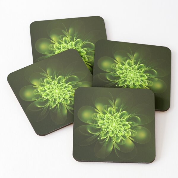 Item preview, Glowing Flower Fractal Sparkles Green designed and sold by miraminerva09.