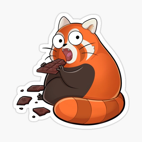 Schokolade essender knuddeliger Roter Panda Sticker