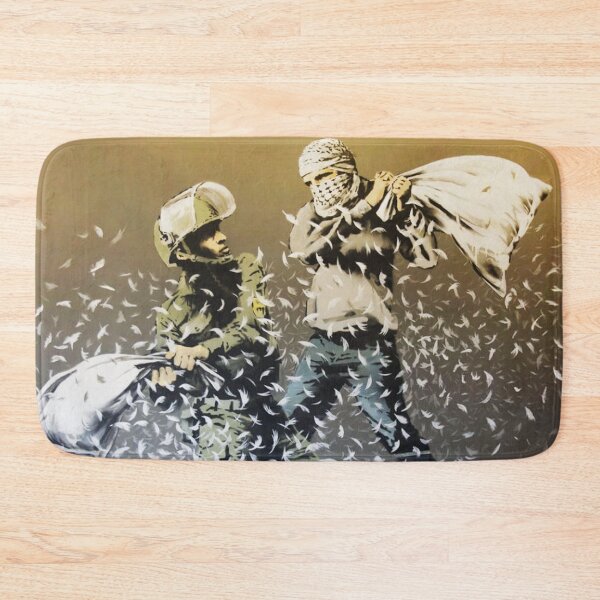 Item preview, Banksy Street Art - Israeli Soldier vs Palestinian Rebel Pillow Fight designed and sold by WE-ARE-BANKSY.