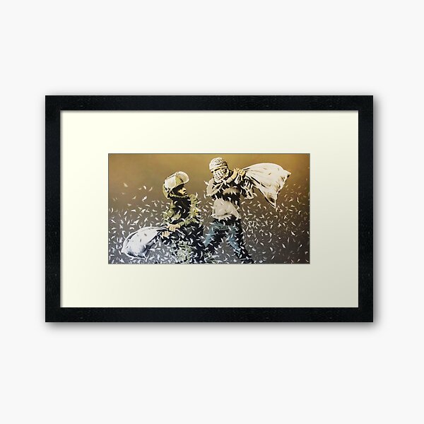 Item preview, Banksy Street Art - Israeli Soldier vs Palestinian Rebel Pillow Fight designed and sold by WE-ARE-BANKSY.