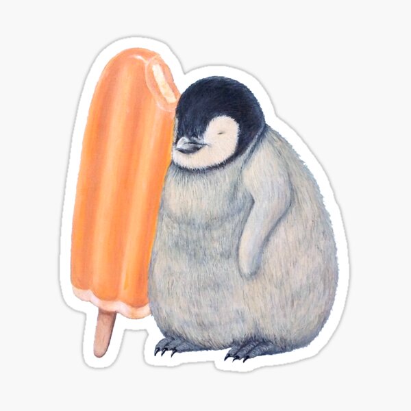 penguin with orange Popsicle ★My original work can be seen at https://www.gabbagallery.com/summersurprise Sticker