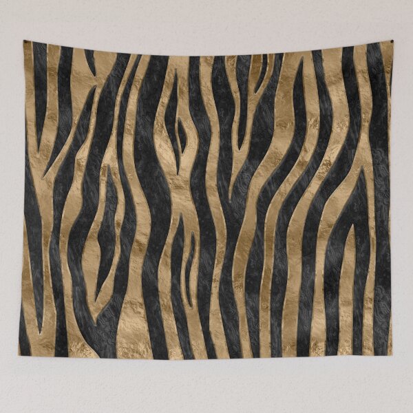 Item preview, Tiger Faux Fur Texture black abalone and gold designed and sold by k9printart.