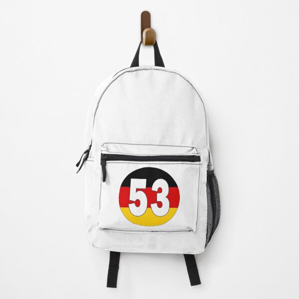 Vista previa del artículo con la obra «Número 53 con la bandera de Alemania al fondo», diseñado y vendido por AllShirts21.