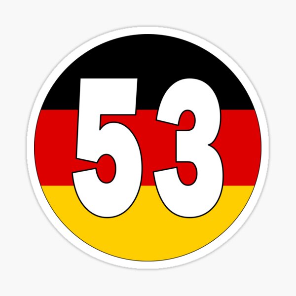 Vista previa del artículo con la obra «Número 53 con la bandera de Alemania al fondo», diseñado y vendido por AllShirts21.