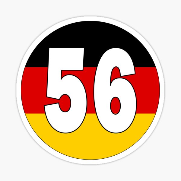 Number 56 with Germany flag on the background